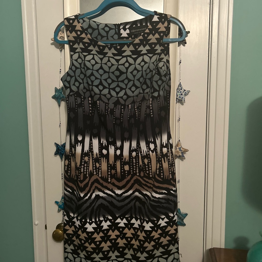 Connected Black White Greens Patterned Dress 6